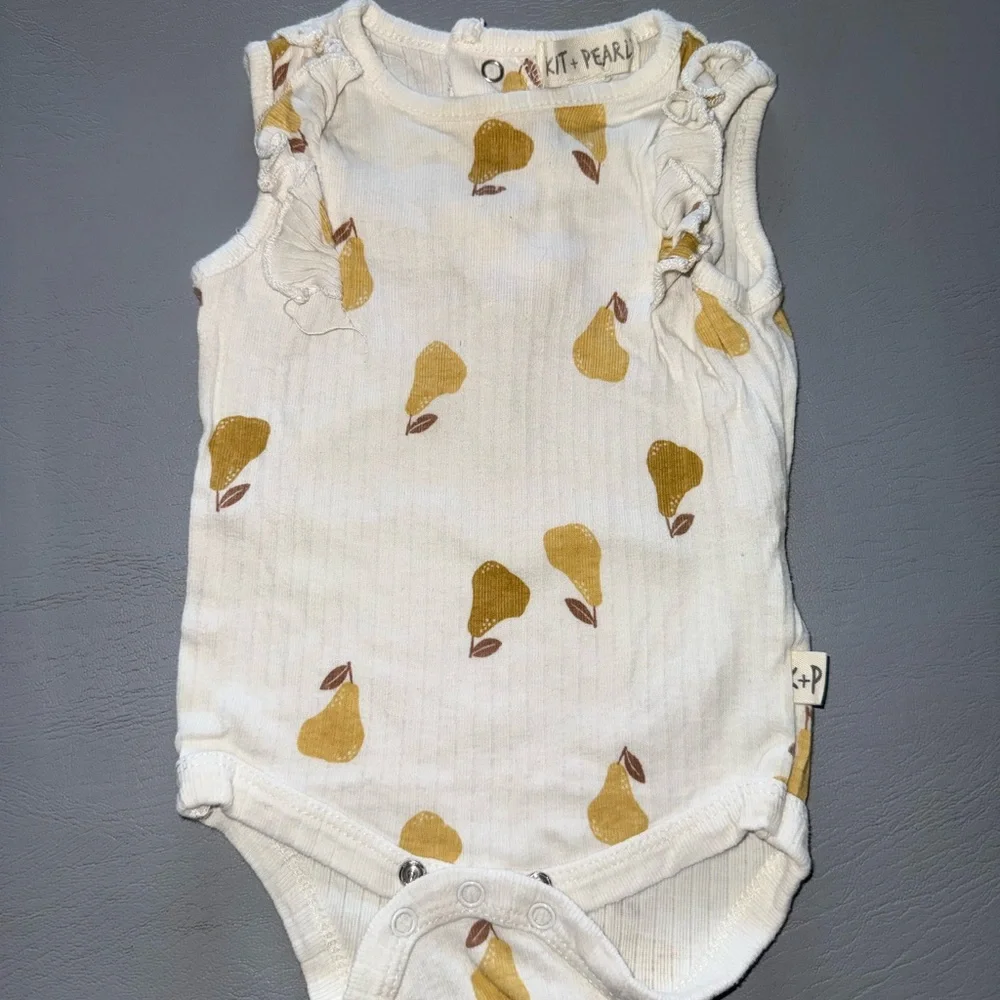White and Yellow Pear Print Kids‎ One Piece